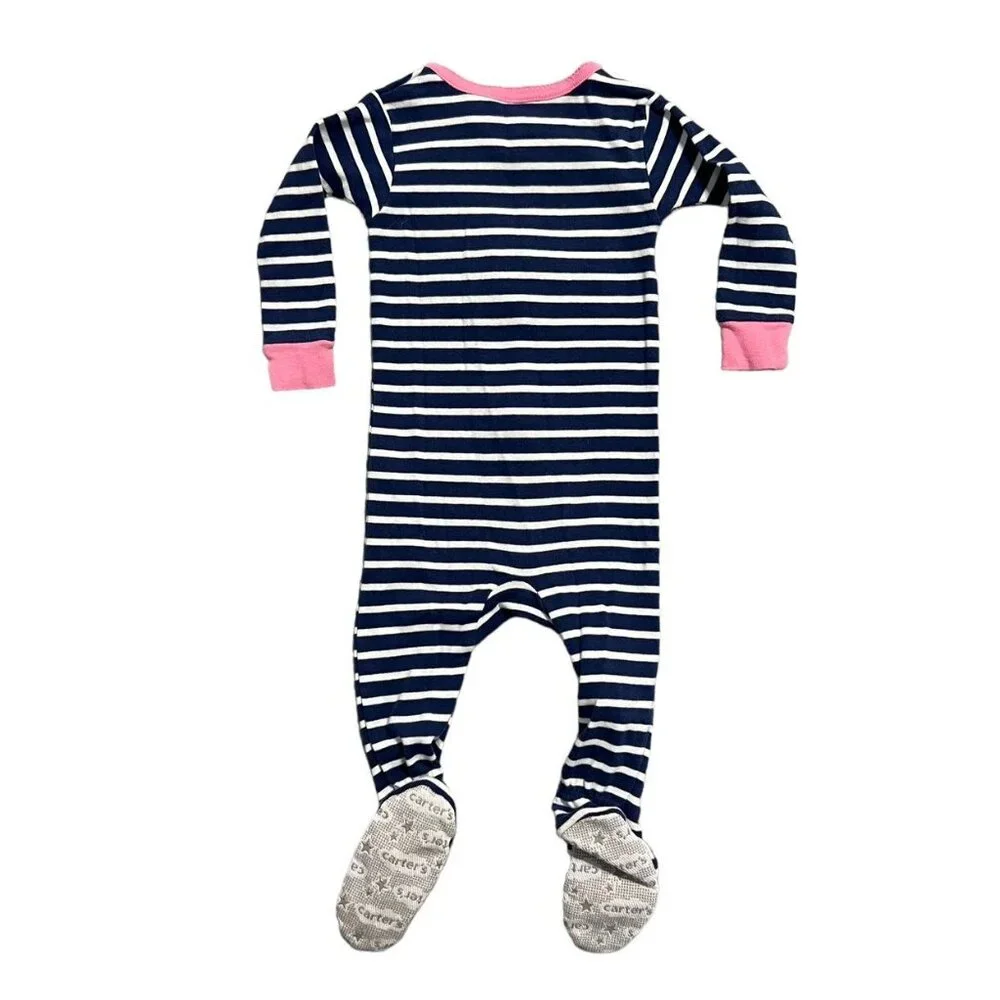 Carter's 12m Striped Butterfly Zipper Sleeper Pajamas